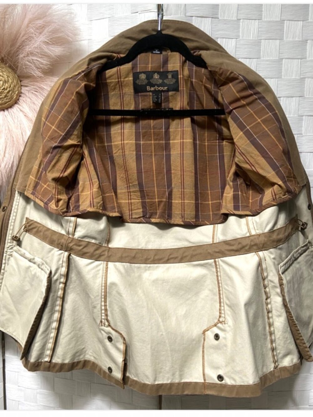 Barbour Brown Military Style Zip Snap Button Jacket Size 4 US - Picture 9 of 11